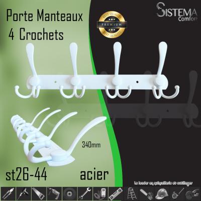 Porte Monteaux 4 Crochets 26 44 Blanc