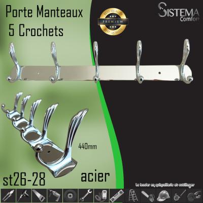 Porte Monteaux 5 Crochets 26 28