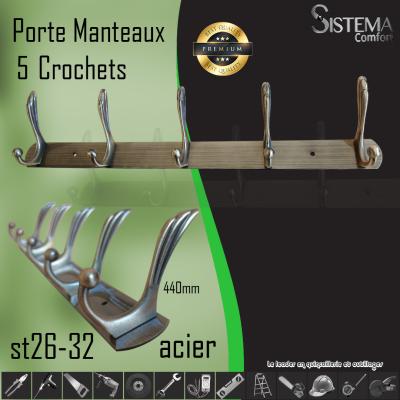 Porte Monteaux 5 Crochets 26 32